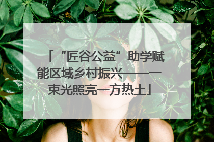 “匠谷公益”助学赋能区域乡村振兴——一束光照亮一方热土