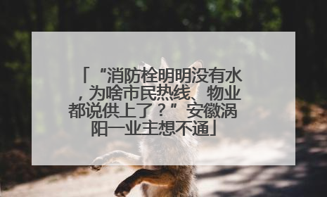 “消防栓明明没有水，为啥市民热线、物业都说供上了？”安徽涡阳一业主想不通