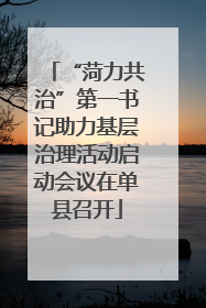“菏力共治”第一书记助力基层治理活动启动会议在单县召开