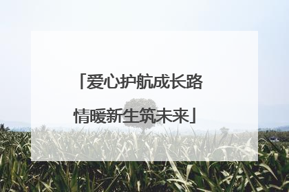 爱心护航成长路 情暖新生筑未来