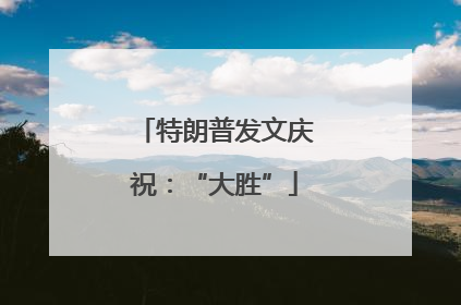特朗普发文庆祝：“大胜”
