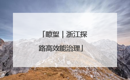 瞭望｜浙江探路高效能治理