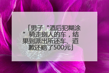 男子“酒后犯糊涂”骑走别人的车，结果到派出所还车、道歉还赔了500元