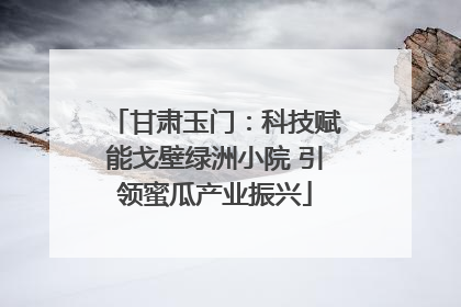 甘肃玉门：科技赋能戈壁绿洲小院 引领蜜瓜产业振兴