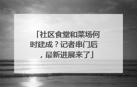 社区食堂和菜场何时建成？记者串门后，最新进展来了