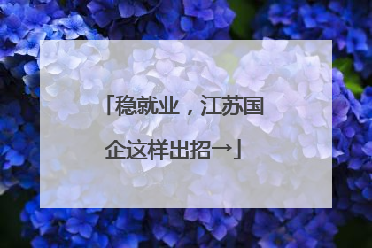 稳就业，江苏国企这样出招→