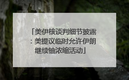 美伊核谈判细节披露：美提议临时允许伊朗继续铀浓缩活动