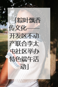 粽叶飘香传文化——开发区不动产联合李太屯社区举办特色端午活动