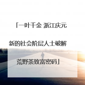 一叶千金 浙江庆元新的社会阶层人士破解荒野茶致富密码