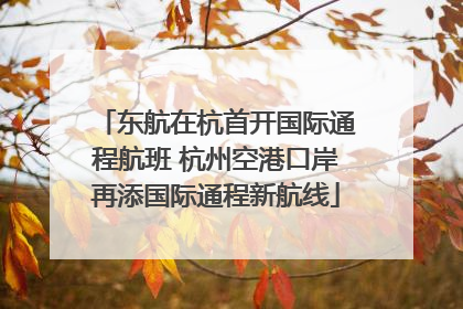 东航在杭首开国际通程航班 杭州空港口岸再添国际通程新航线