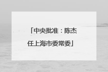 中央批准：陈杰任上海市委常委