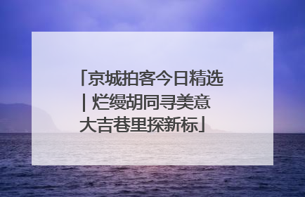 京城拍客今日精选｜烂缦胡同寻美意 大吉巷里探新标