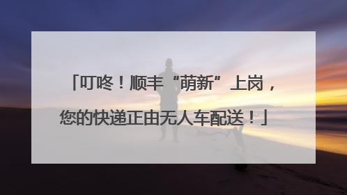 叮咚！顺丰“萌新”上岗，您的快递正由无人车配送！