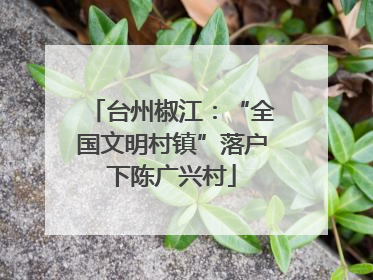 台州椒江：“全国文明村镇”落户下陈广兴村