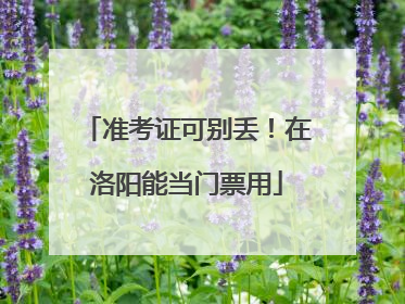 准考证可别丢！在洛阳能当门票用