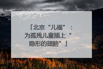 北京“儿福”：为孤残儿童插上“隐形的翅膀”