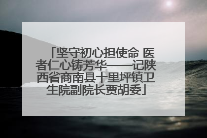 坚守初心担使命 医者仁心铸芳华——记陕西省商南县十里坪镇卫生院副院长贾胡委