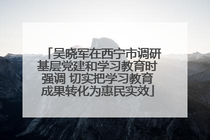 吴晓军在西宁市调研基层党建和学习教育时强调 切实把学习教育成果转化为惠民实效