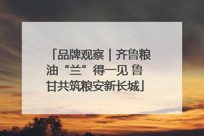 品牌观察｜齐鲁粮油“兰”得一见 鲁甘共筑粮安新长城