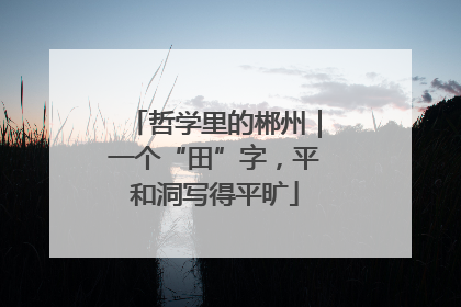 哲学里的郴州｜一个“田”字，平和洞写得平旷