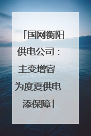 国网衡阳供电公司：主变增容 为度夏供电添保障