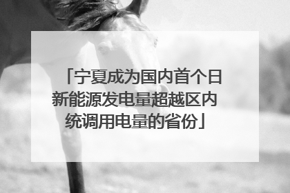 宁夏成为国内首个日新能源发电量超越区内统调用电量的省份