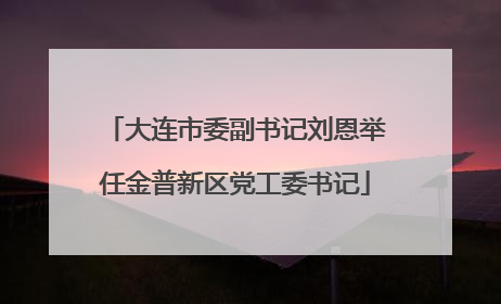 大连市委副书记刘恩举任金普新区党工委书记