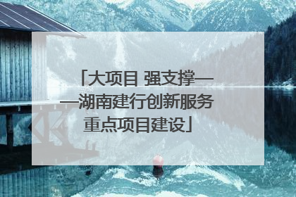 大项目 强支撑——湖南建行创新服务重点项目建设