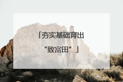 夯实基础育出“致富田”
