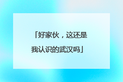 好家伙，这还是我认识的武汉吗