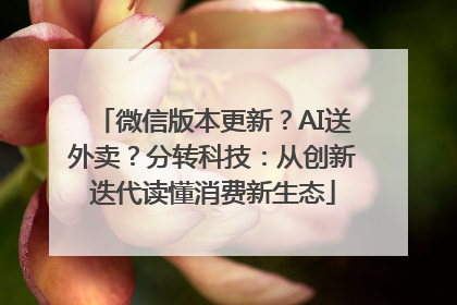 微信版本更新？AI送外卖？分转科技：从创新迭代读懂消费新生态