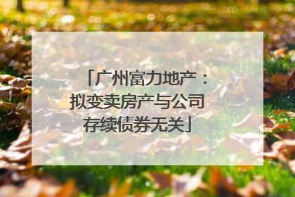 广州富力地产：拟变卖房产与公司存续债券无关