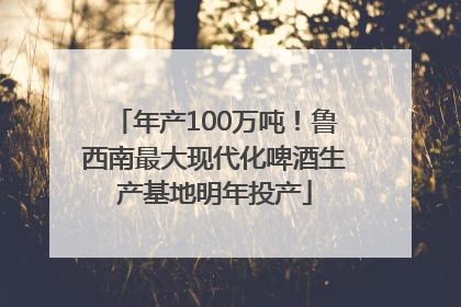 年产100万吨！鲁西南最大现代化啤酒生产基地明年投产