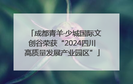 成都青羊·少城国际文创谷荣获“2024四川高质量发展产业园区”