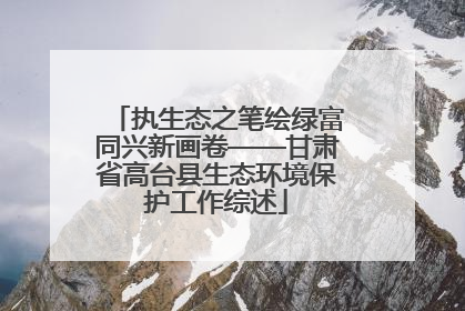 执生态之笔绘绿富同兴新画卷——甘肃省高台县生态环境保护工作综述