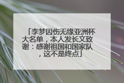 李梦因伤无缘亚洲杯大名单，本人发长文致谢：感谢祖国和国家队，这不是终点