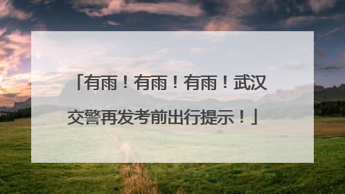 有雨！有雨！有雨！武汉交警再发考前出行提示！