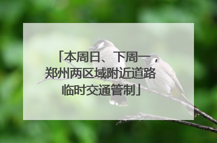 本周日、下周一，郑州两区域附近道路临时交通管制