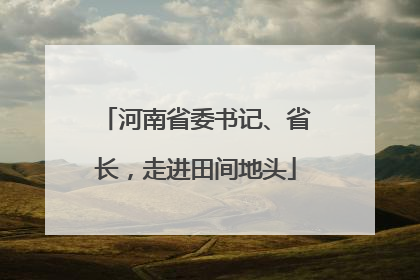 河南省委书记、省长，走进田间地头