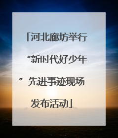 河北廊坊举行“新时代好少年”先进事迹现场发布活动