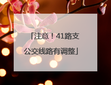 注意！41路支公交线路有调整
