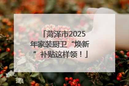 菏泽市2025年家装厨卫“焕新”补贴这样领！