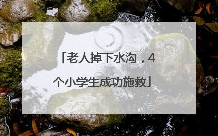 老人掉下水沟，4个小学生成功施救