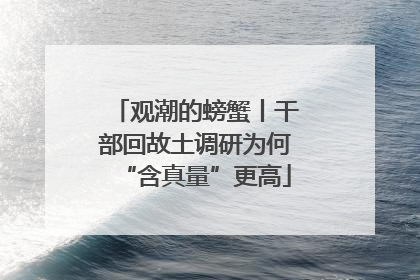 观潮的螃蟹丨干部回故土调研为何“含真量”更高