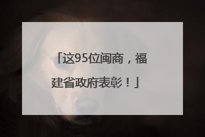 这95位闽商，福建省政府表彰！