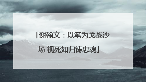 谢翰文：以笔为戈战沙场 视死如归铸忠魂