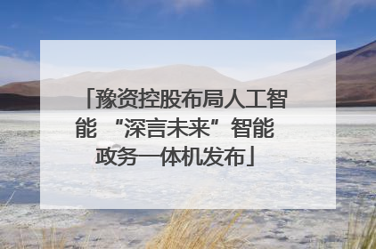 豫资控股布局人工智能 “深言未来”智能政务一体机发布