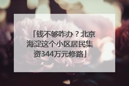 钱不够咋办？北京海淀这个小区居民集资344万元修路