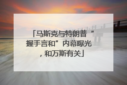 马斯克与特朗普“握手言和”内幕曝光，和万斯有关