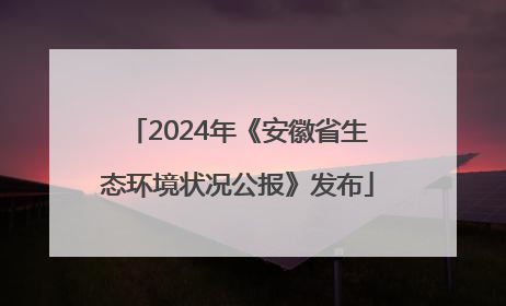2024年《安徽省生态环境状况公报》发布